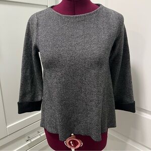 CYNTHIA ROWLEY Wool Rayon Blend Charcoal Gray Women's Sweater 3/4 Sleeves Small